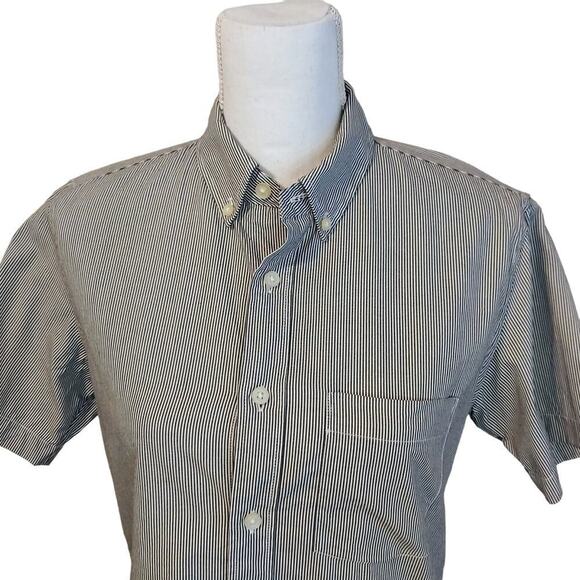 Everlane Pin Striped Button Down Shirt Size XS Navy Cotton Classic Casual Preppy - Picture 6 of 12